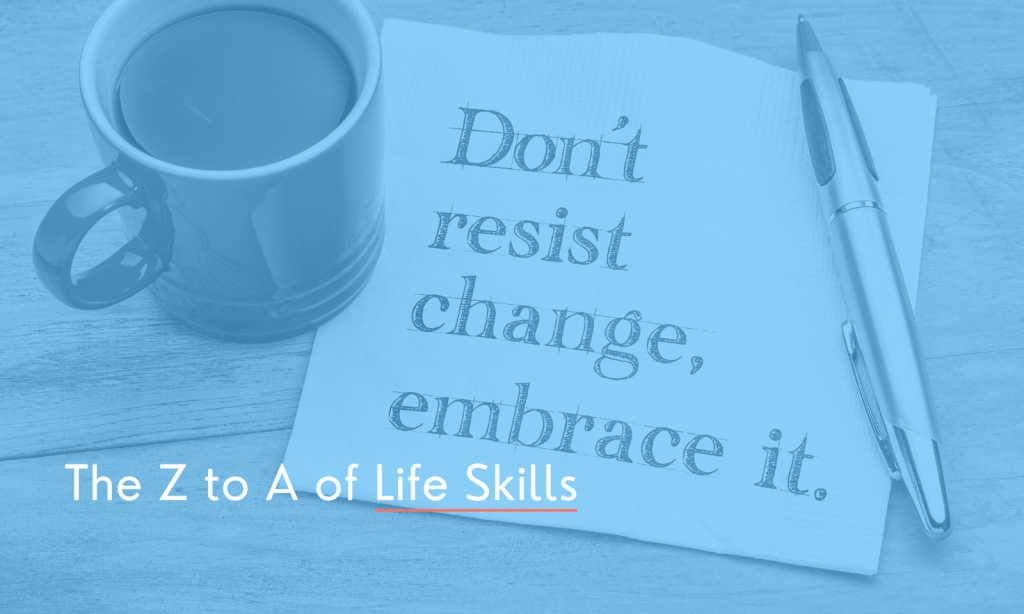 An image of a mug of tea and a pen resting on a note with the words 'Don't resist change. Embrace it' written down. This photo represents that people should embrace new beginnings.